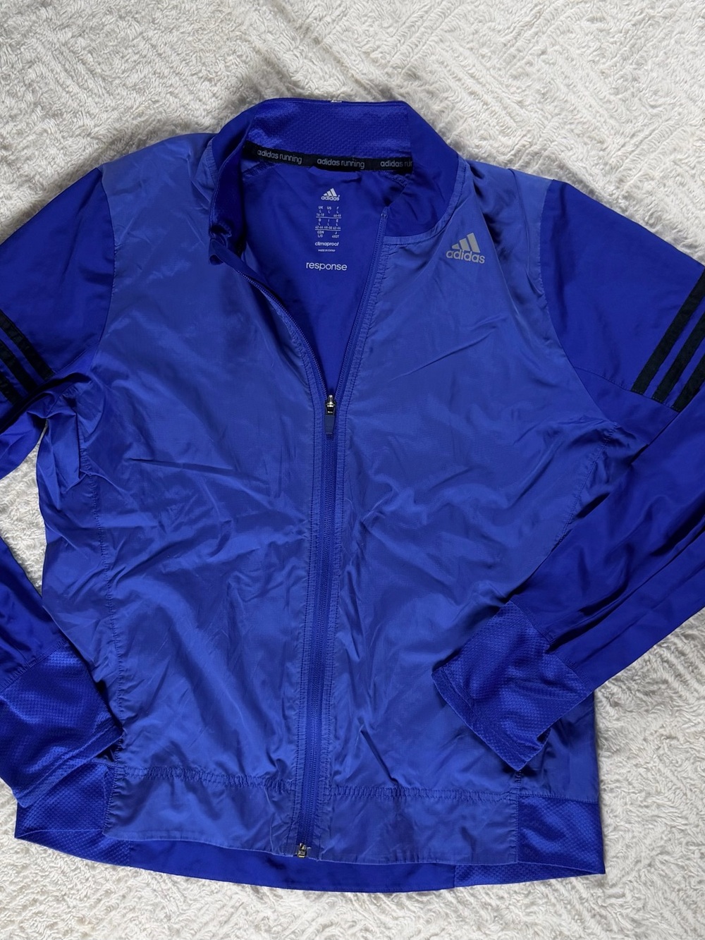 Adidas Response Windbreaker Full-Zip Running - Blue/Black- Kid Size L 16/18 - Picture 2 of 6